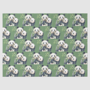 Cute Panda moeder en Baby Bamboe Pattern Tissuepapier