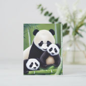 Cute Panda moeder en Cubs AI Creation Briefkaart (Staand voorkant)