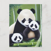 Cute Panda moeder en Cubs AI Creation Briefkaart (Voorkant)