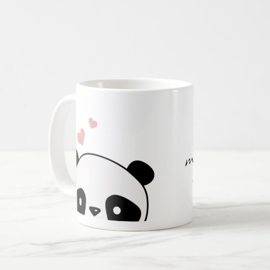 Cute Panda Monogram Script Koffiemok (Voorkant links)