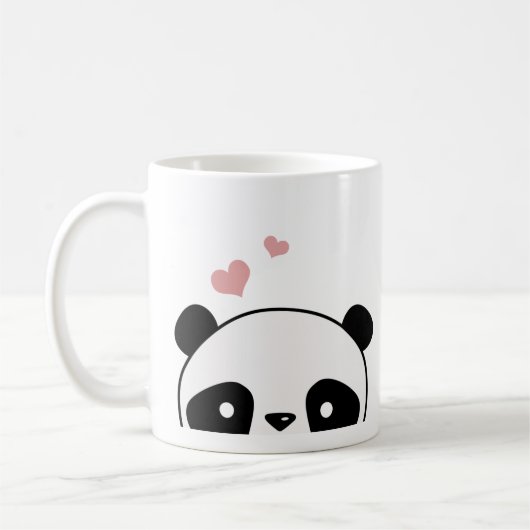 Cute Panda Monogram Script Koffiemok (Links)