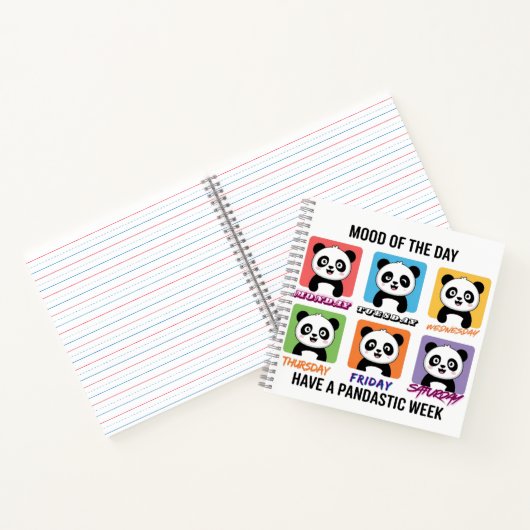 Cute Panda Mood of the Day Notebook – Kawaii Weekl Notitieboek (Binnen)