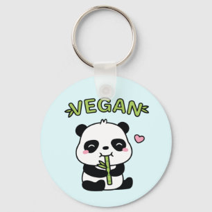 Cute Panda Munching Bamboo Vegan Sleutelhanger