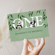 Cute Panda Neutral 1st Birthday Party