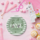 Cute Panda Neutral 1st Birthday Party 'ONE' Papieren Bordje (Feest)
