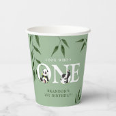 Cute Panda Neutral 1st Birthday Party Papieren Bekers (Achterkant)