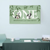 Cute Panda Neutrale 1e Verjaardagsfeestje Spandoek (Beurs)