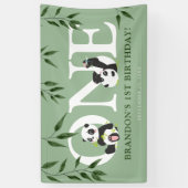 Cute Panda Neutrale 1e Verjaardagsfeestje Spandoek (Verticaal)