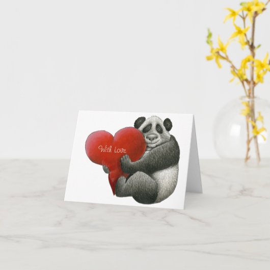 Cute Panda Note Card Kaart (Gele Bloem)