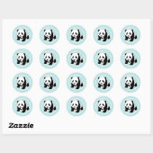 Cute Panda on Baby Blue Circles Ronde Sticker (Vel)