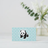 Cute Panda on Baby Blue Circles Visitekaartje (Staand voorkant)