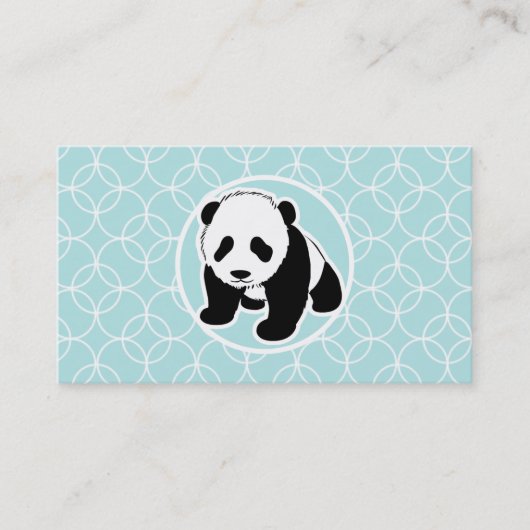 Cute Panda on Baby Blue Circles Visitekaartje (Voorkant)