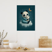 Cute Panda on Cloud Nursery Bedtime Poster (Keuken)