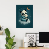 Cute Panda on Cloud Nursery Bedtime Poster (Thuiskantoor)