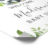 Cute Panda Paars Floral Greenery Bamboo Welkom Poster (Hoek)