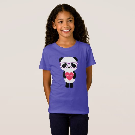 Cute Panda Paars T-shirt (Voorkant volledig)