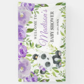 Cute Panda Paarse Floral Greenery Bamboo Achtergro Spandoek (Verticaal)