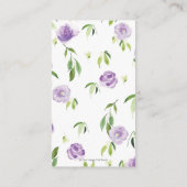 Cute Panda Paarse Floral Greenery Diaper Raffle Informatiekaartje (Achterkant)