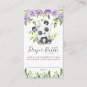 Cute Panda Paarse Floral Greenery Diaper Raffle Informatiekaartje (Voorkant)