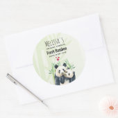 Cute Panda Pair & Bamboo Waterverf Candle Soap Ronde Sticker (Envelop)