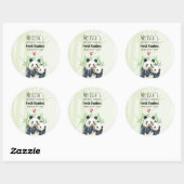 Cute Panda Pair & Bamboo Waterverf Candle Soap Ronde Sticker (Vel)