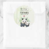 Cute Panda Pair & Bamboo Waterverf Candle Soap Ronde Sticker (Tas)