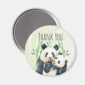 Cute Panda Pair & Bamboo Waterverf Dank u wel Magneet (Voorkant / Achterkant)