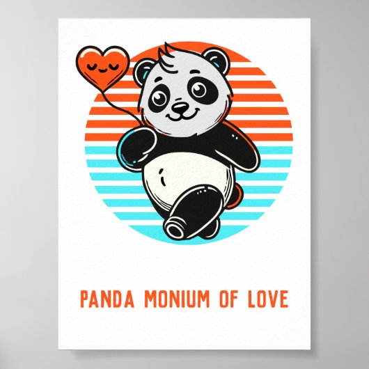 Cute Panda "Panda-monium van de Liefde" Poster (Voorkant)