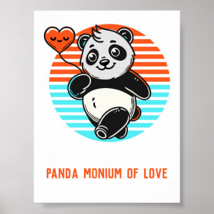 Cute Panda "Panda-monium van Liefde" Poster
