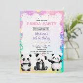 Cute panda party invitation kaart (Staand voorkant)