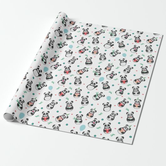 Cute Panda Pattern Birthday | wit Cadeaupapier (Uitgerold)
