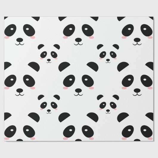 Cute Panda Pattern Black and White Cadeaupapier (Vlak)