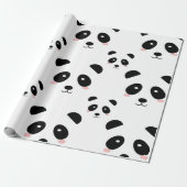 Cute Panda Pattern Black and White Cadeaupapier (Uitgerold)