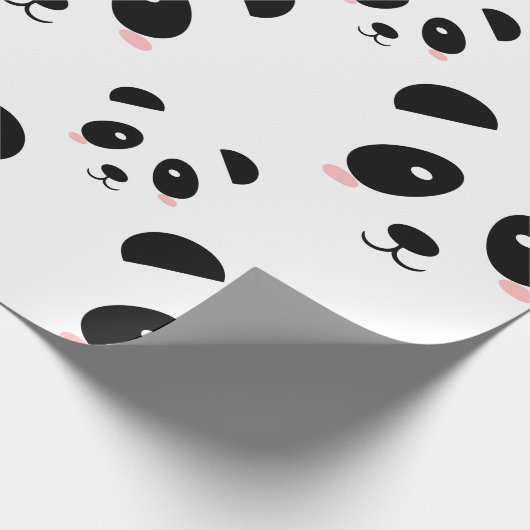 Cute Panda Pattern Black and White Cadeaupapier (Hoek)