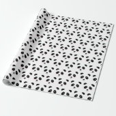 Cute Panda Pattern Black and White Kids Birthday Cadeaupapier (Uitgerold)
