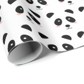 Cute Panda Pattern Black and White Kids Birthday Cadeaupapier (Rol Hoek)
