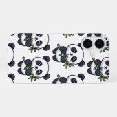 Cute Panda Pattern iPhone Case – Black & White 16 Hoesje (Achterkant horizontaal)