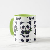 Cute Panda Pattern Mug – Black & White Design Mok (Voorkant links)