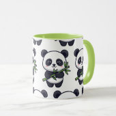 Cute Panda Pattern Mug – Black & White Design Mok (Voorkant rechts)