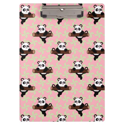 Cute Panda Pattern on Pink – Kawaii Seamless  Klembord (Voorkant)