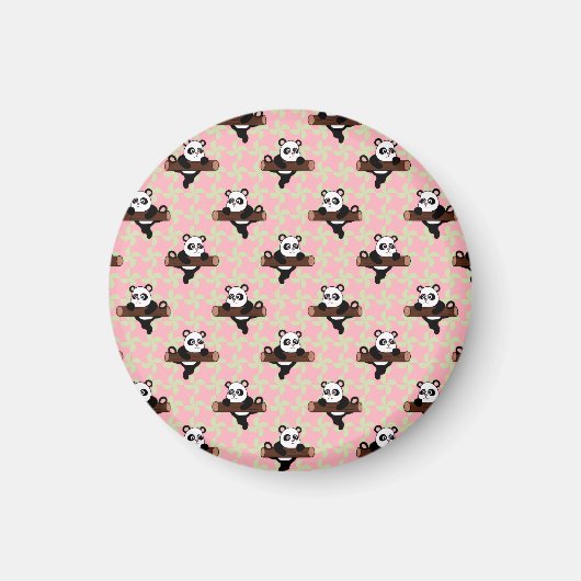Cute Panda Pattern on Pink – Kawaii Seamless  Magneet (Voorkant)