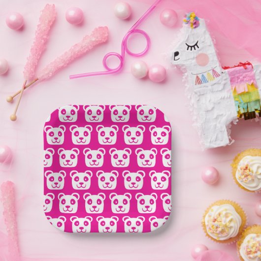 Cute Panda Pattern Papieren Bordje (Feest)