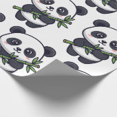 Cute Panda Pattern Wrapping Paper – Minimal Black Cadeaupapier (Hoek)