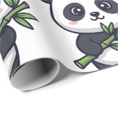 Cute Panda Pattern Wrapping Paper – Minimal Black Cadeaupapier (Rol Hoek)