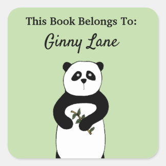 Cute Panda Personalized Book Bord Vierkante Sticker
