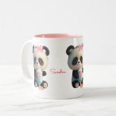 Cute Panda Persoonlijk Tweekleurige Koffiemok (Voorkant links)