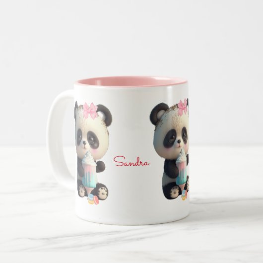 Cute Panda Persoonlijk Tweekleurige Koffiemok (Voorkant links)