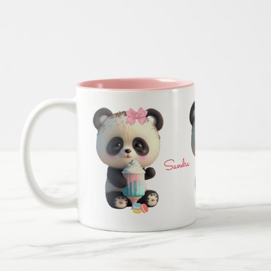 Cute Panda Persoonlijk Tweekleurige Koffiemok (Links)