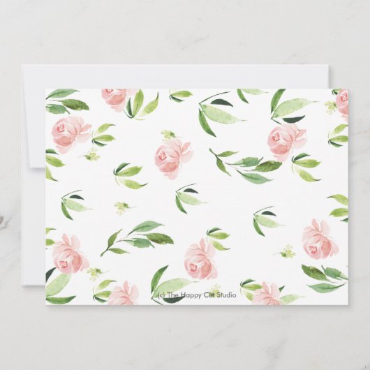 Cute Panda Pink Floral Greenery Baby shower Girl Bedankkaart (Achterkant)