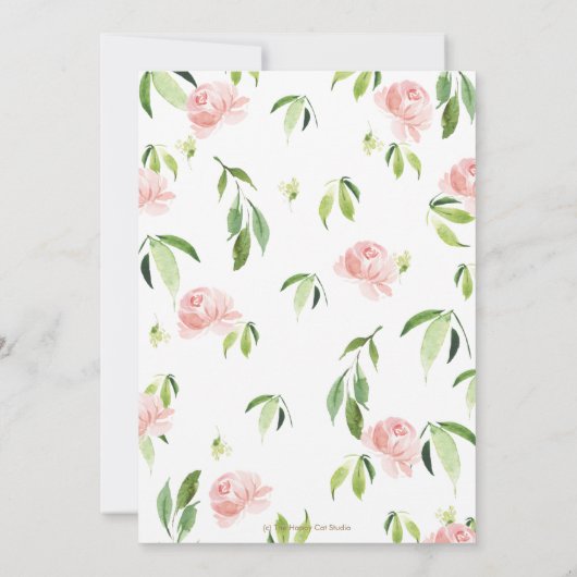 Cute Panda Pink Floral Greenery Baby shower Girl Kaart (Achterkant)